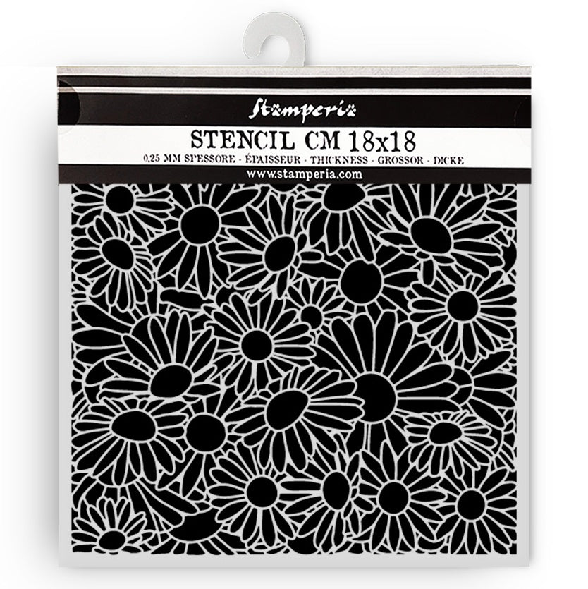 Stamperia Stencil 7"X7"-Daisy Art Daisies Pattern