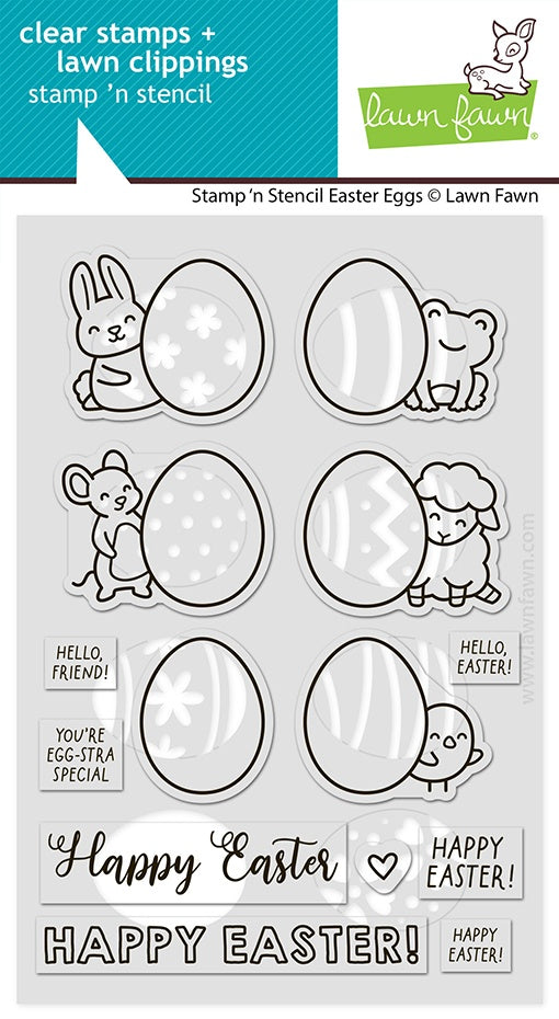 Lawn Fawn Clear Stamps-Stamp 'n Stencil Easter Eggs