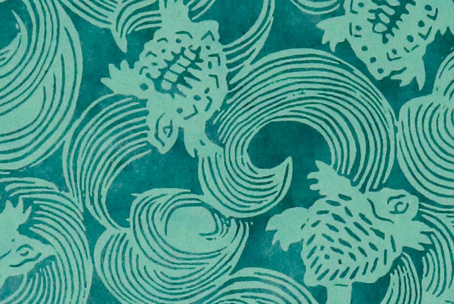 Lokta Tidal Turtles, Light Green on Malachite