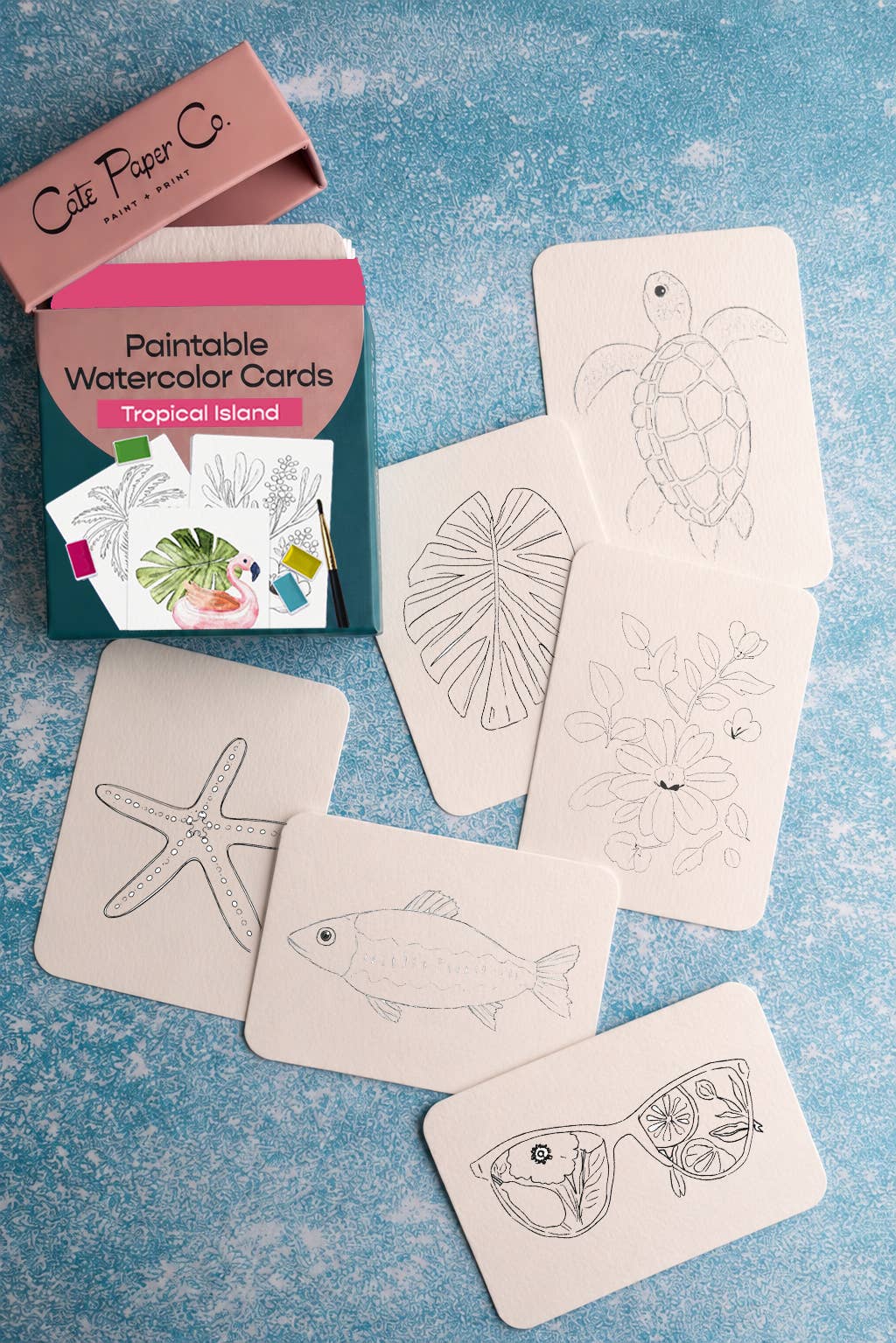 Paintable Watercolor Card Deck - Tropical Island