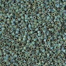11/0 Miyuki Delica Bead Tube Picasso Sea Foam Green Matte