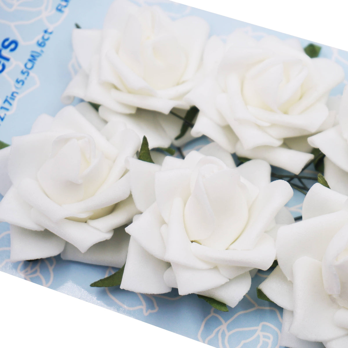Foam Flowers (Roses) with wire, 2.17" 6-ct