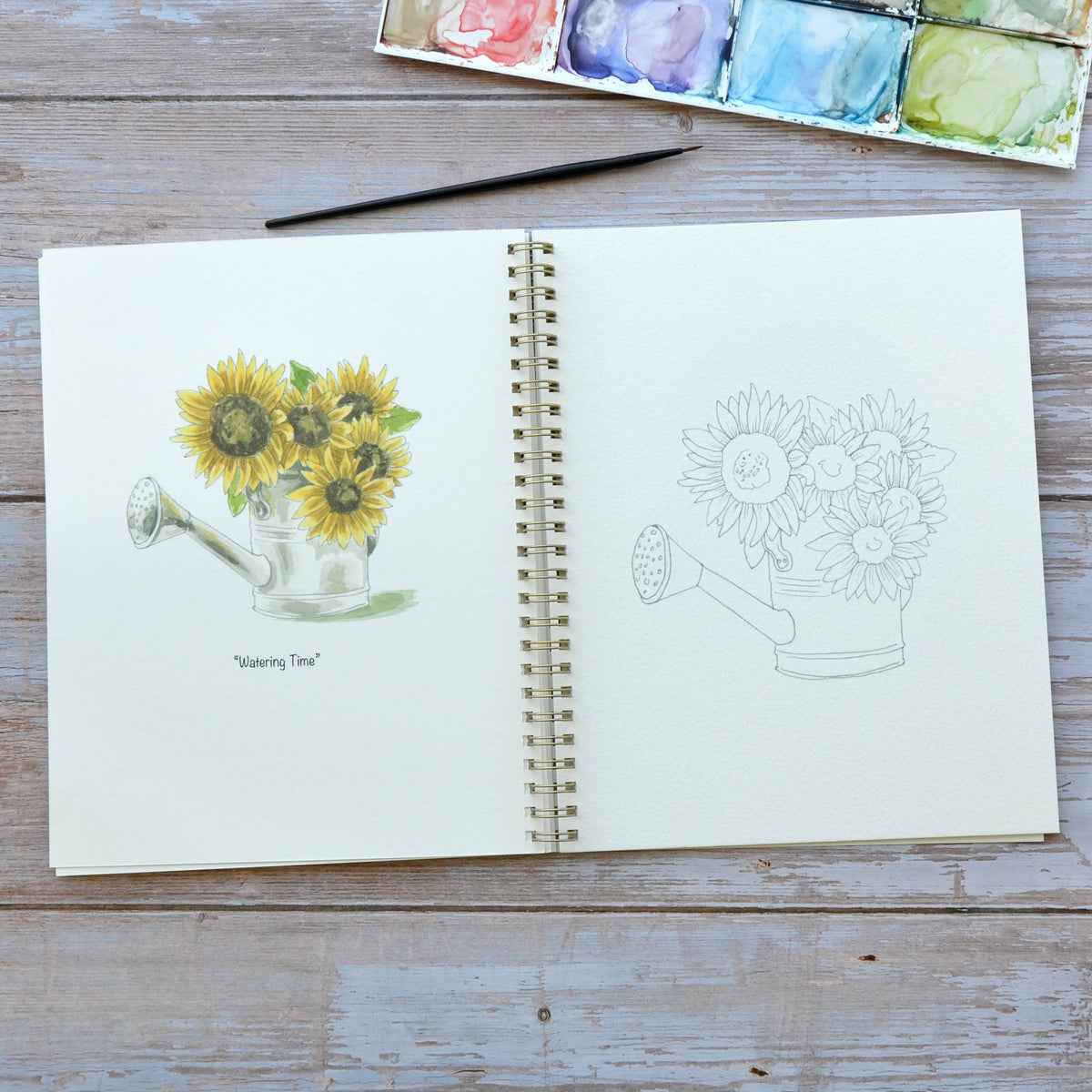 Watercolor workbook, Sunflower Watercoloring book