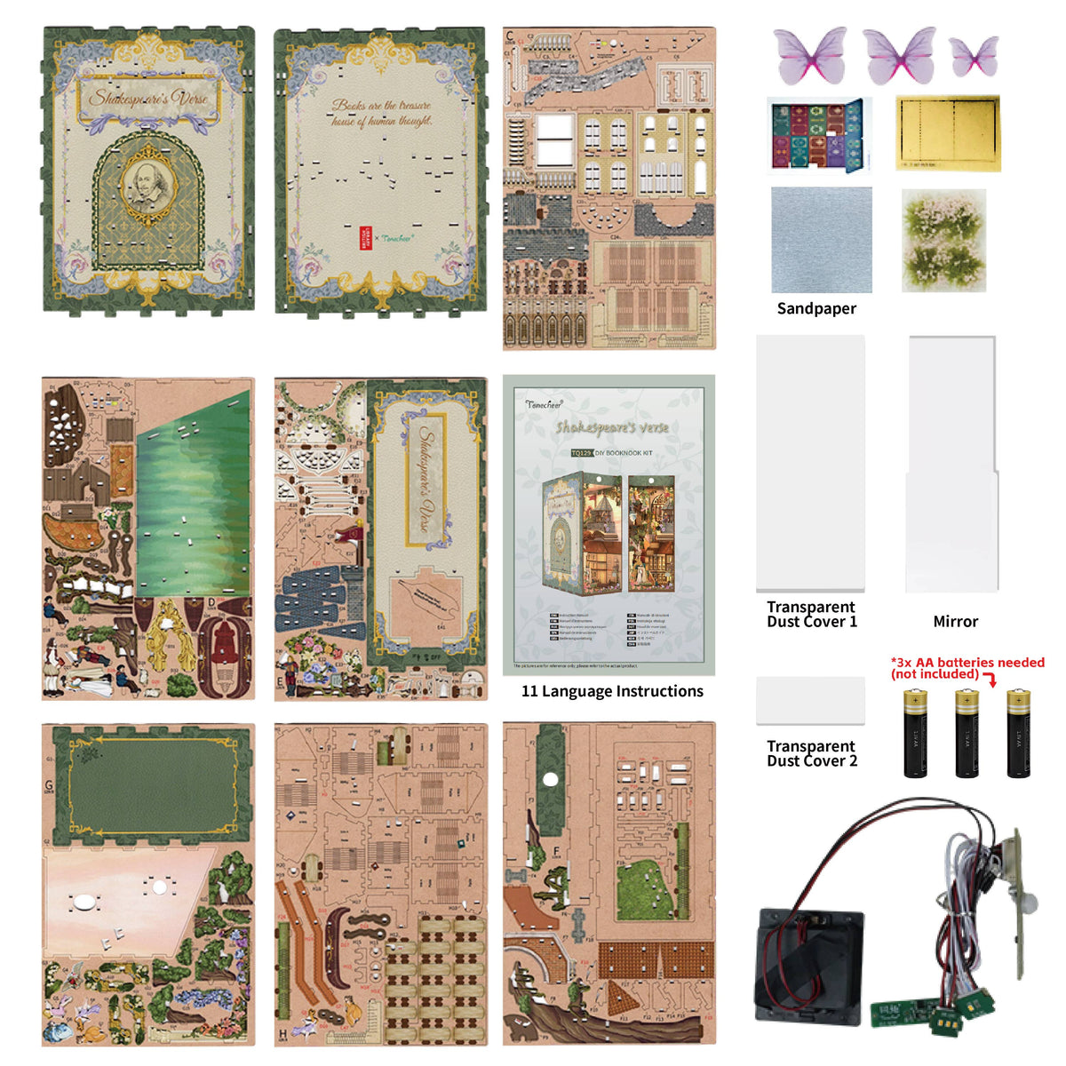 DIY Book Nook Kit: Shakespeare's Verse with Dust Cover