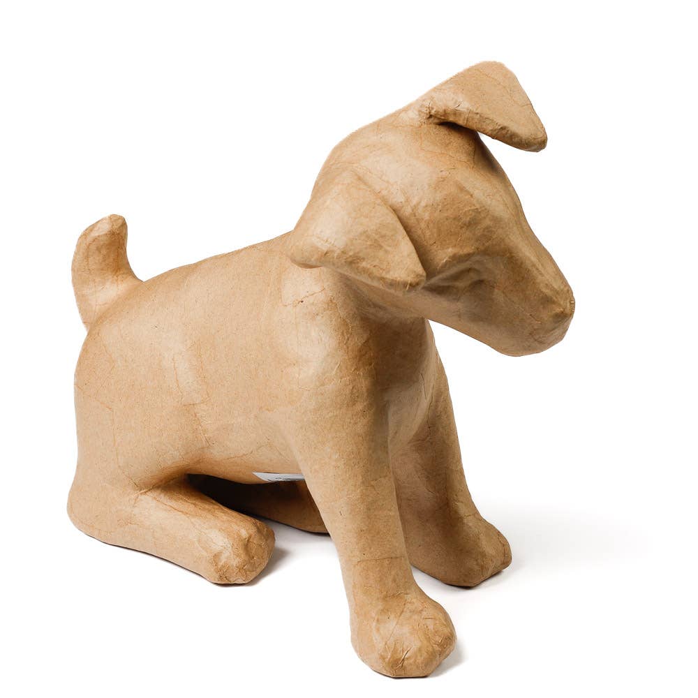 Premade Unfinished Paper Mache Puppy Dog Figurine