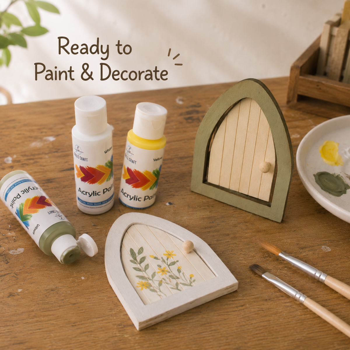 Mini Fairy Doors, Unfinished Wood, Assorted Styles, 2ct
