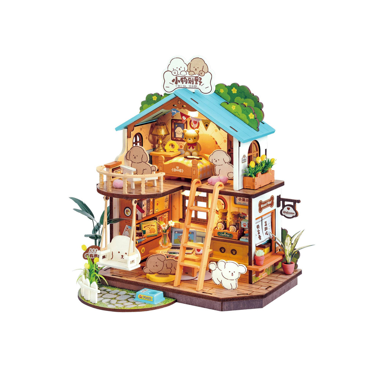 DIY Miniature House Kit: Puppy's Cozy Villa