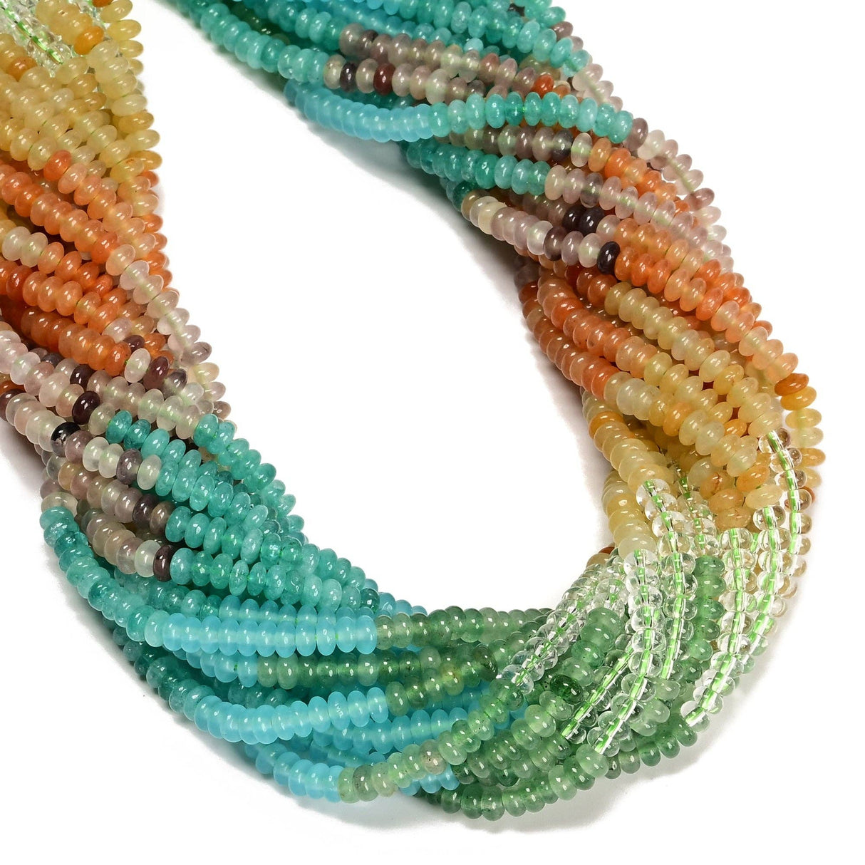 04 Multi-color Gemstone Smooth Rondelle Beads Size 2x4mm 15'' Strand