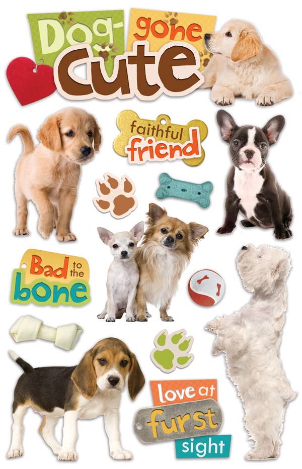 Dog Gone Cute Dimensional Sticker