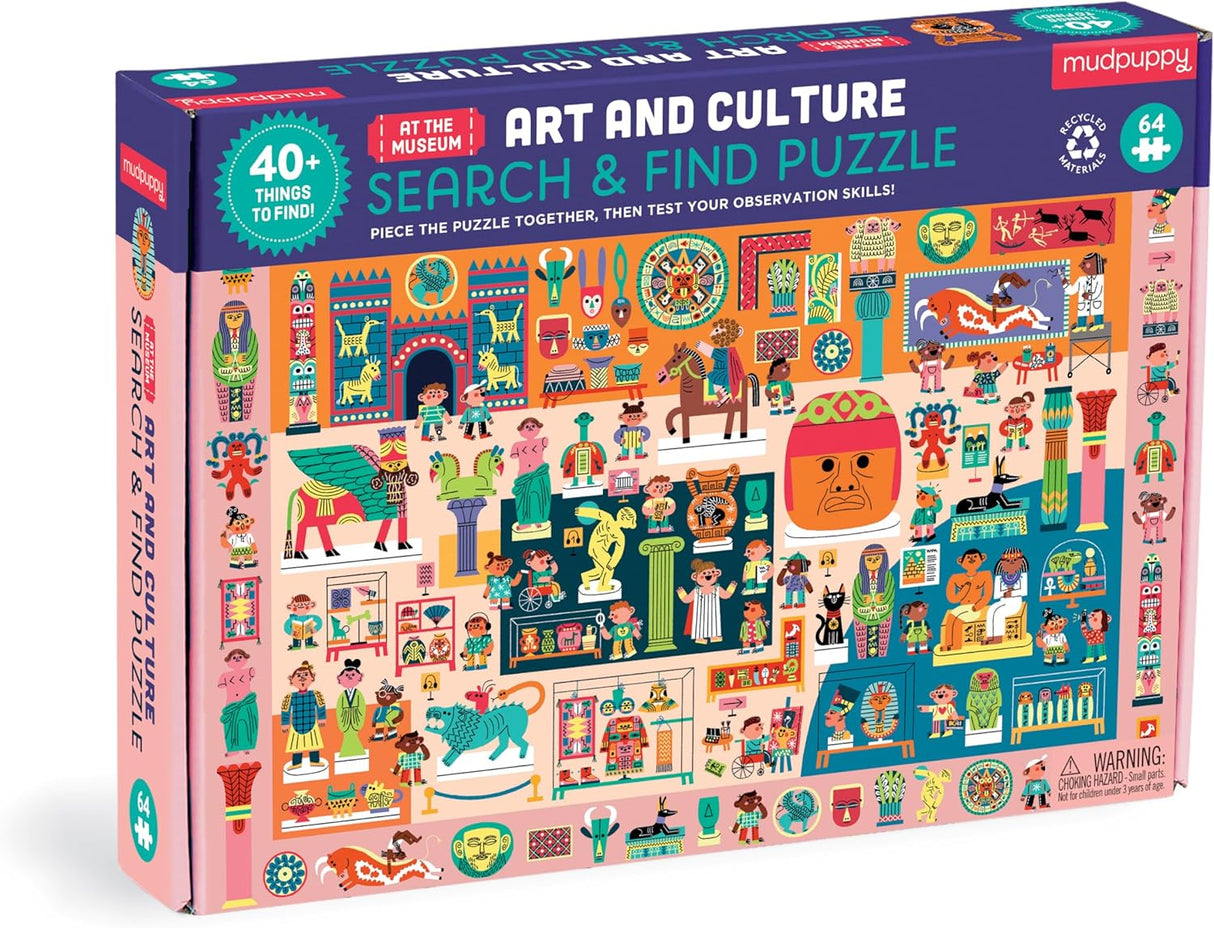Mudpuppy Art and Culture Museum 64 Piece Search & Find Puzzle Jigsaw Puzzle Featuring Diverse Art Sculptures and Artifacts