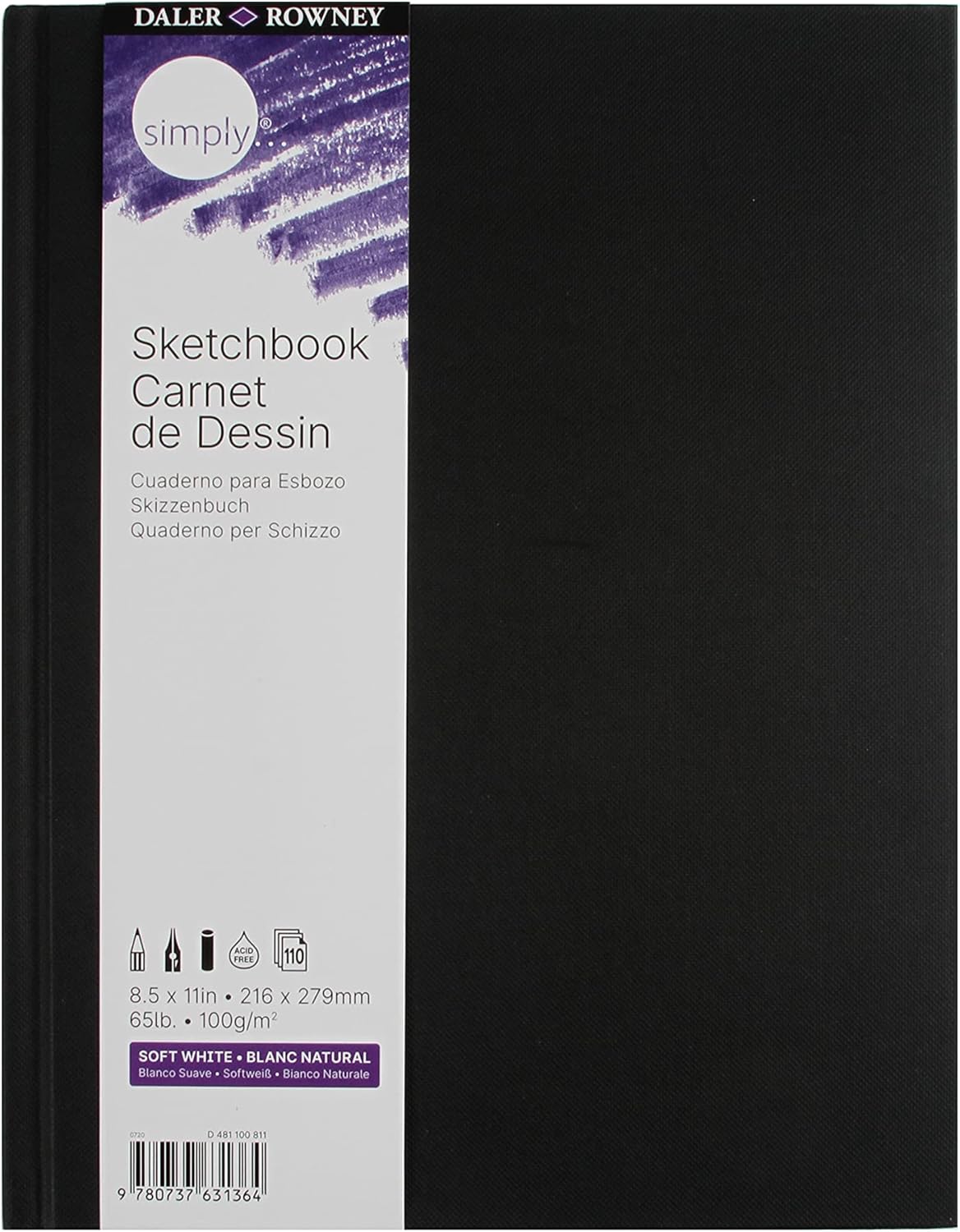 Daler Rowney Simply Sketchbook Hardbound Soft White 8.5x11" (65lb) 80 pages