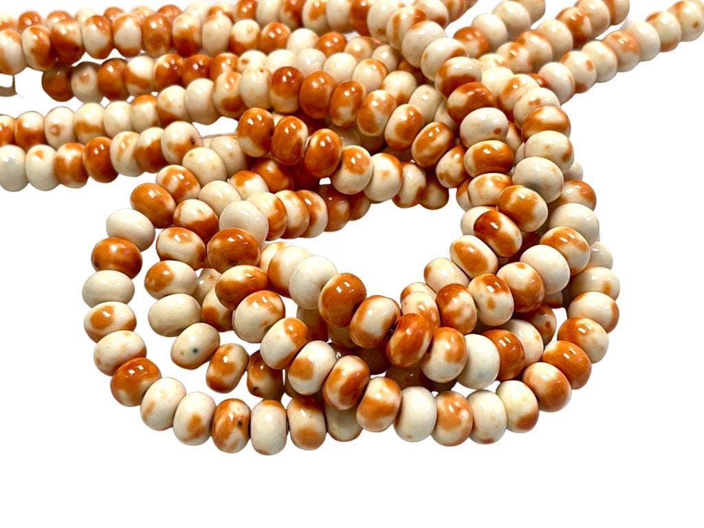 Orange and White Rain Flower stone beads Strands 6mm