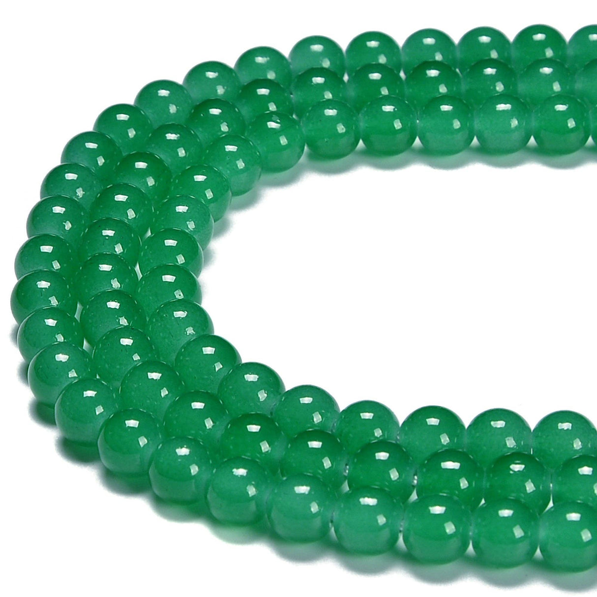 Green Crystal Glass Smooth Round Beads Size 10mm 15.5" Strand