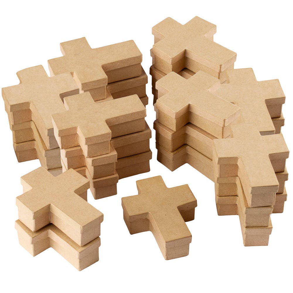 Premade Paper Mache Cross Box - 5" x 3" x 1-1/2"