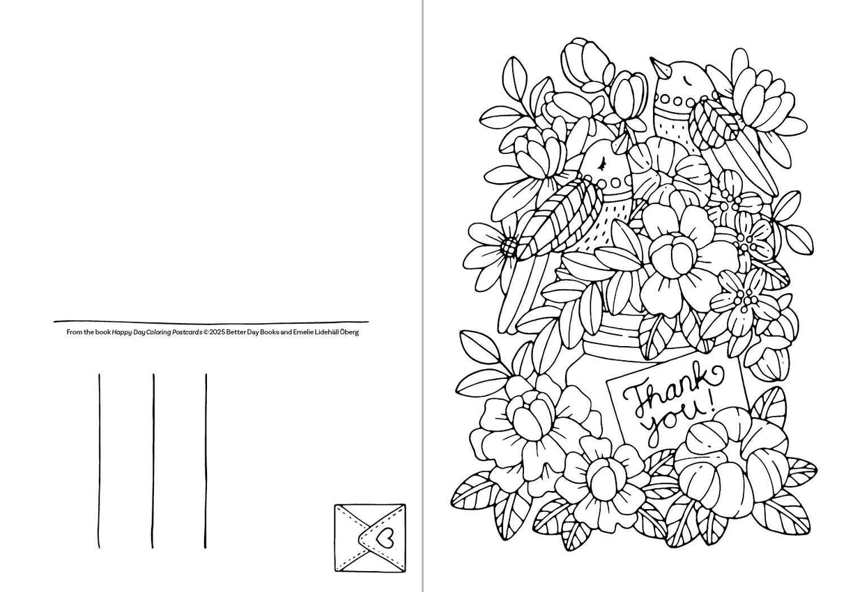 Happy Day Coloring Postcards