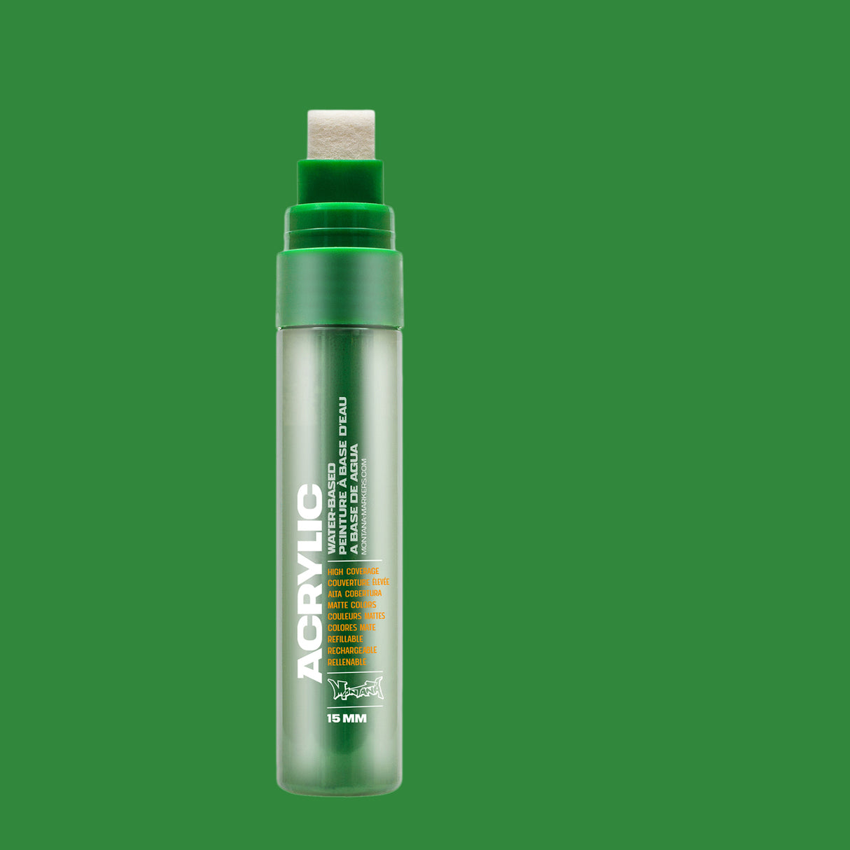 Montana Cans Acrylic Paint Marker, 15mm, Standard Nib, Shock Green Dark