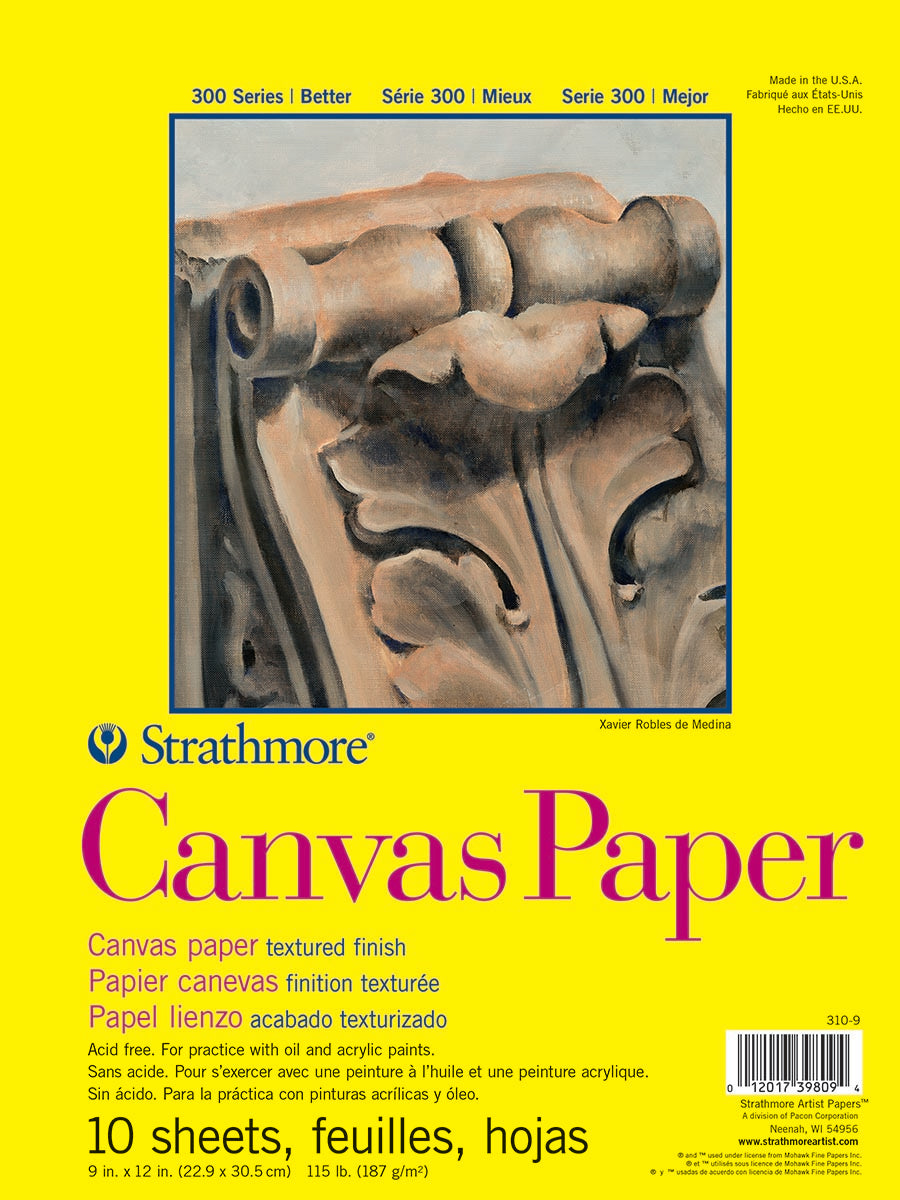 Strathmore Canvas Paper Pad, 300 Series, 10 Sheets, 9 in x 12 in