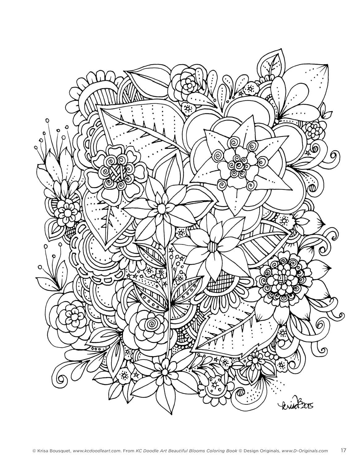 KC Doodle Art Beautiful Blooms Coloring Book