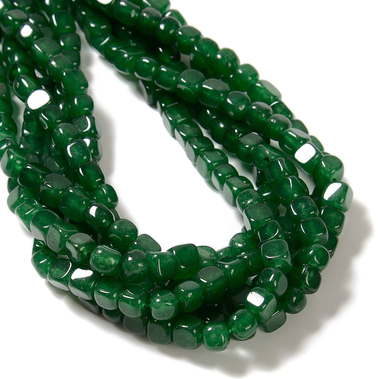 Emerald Green Color Dyed Jade Smooth Cube Beads Size 6-7mm 15.5'' Strand