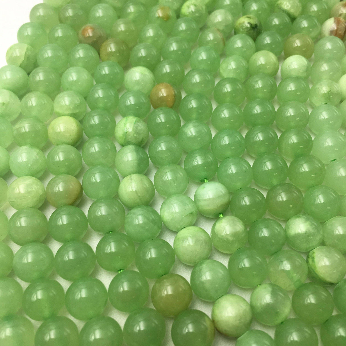 Green Flower Jade Smooth Round Beads 8mm 15.5" Strand