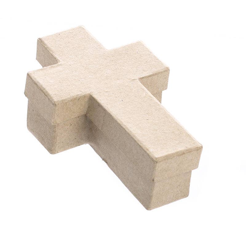 Premade Paper Mache Cross Box - 5" x 3" x 1-1/2"