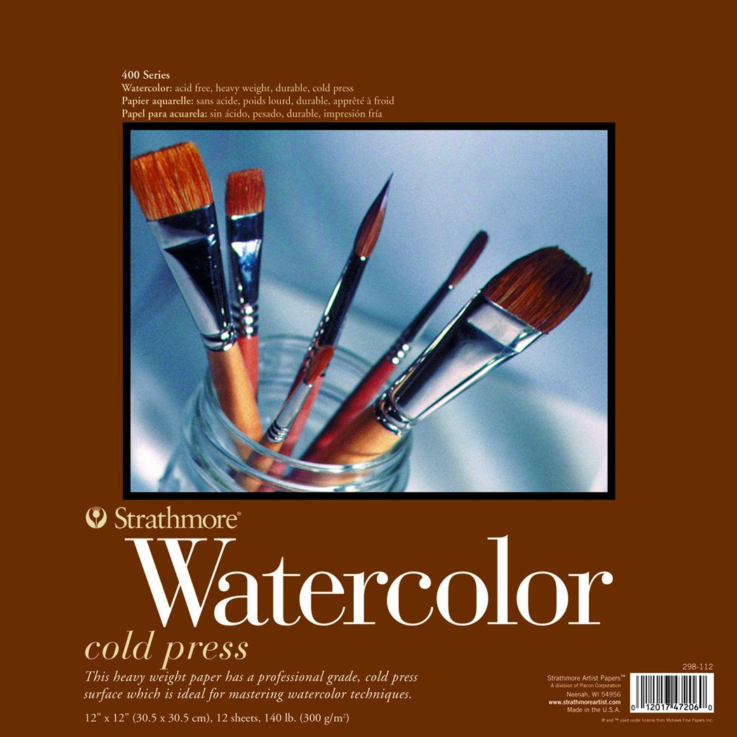 Strathmore Watercolor Paper Pad, 400 Series, 12 in x 12 in