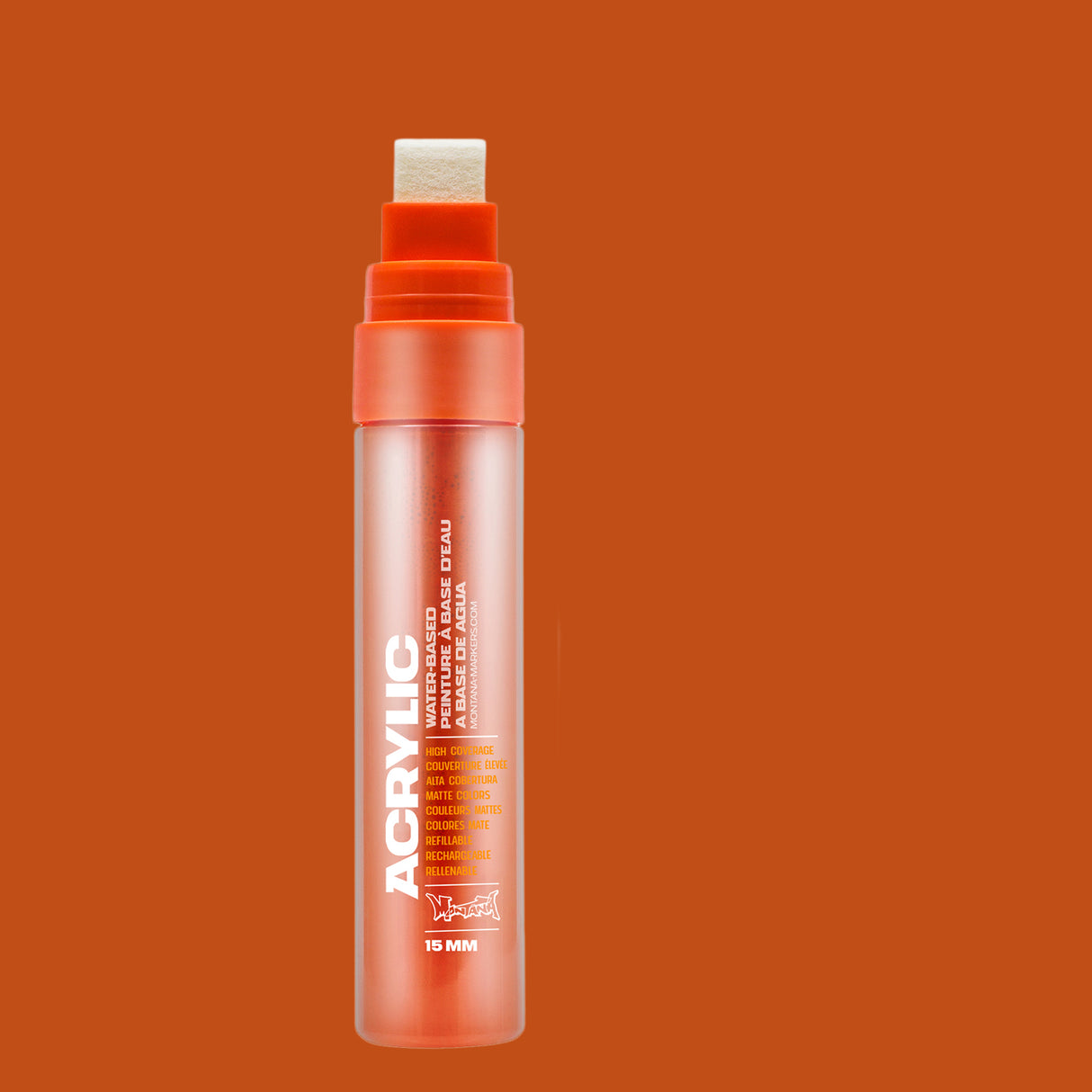 Montana Cans Acrylic Paint Marker, 15mm, Standard Nib, Shock Orange Dark