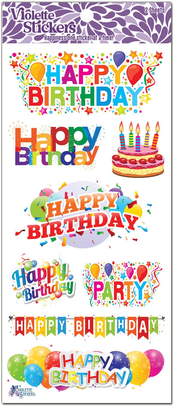 Violette Stickers, C153 Happy Birthday Stickers