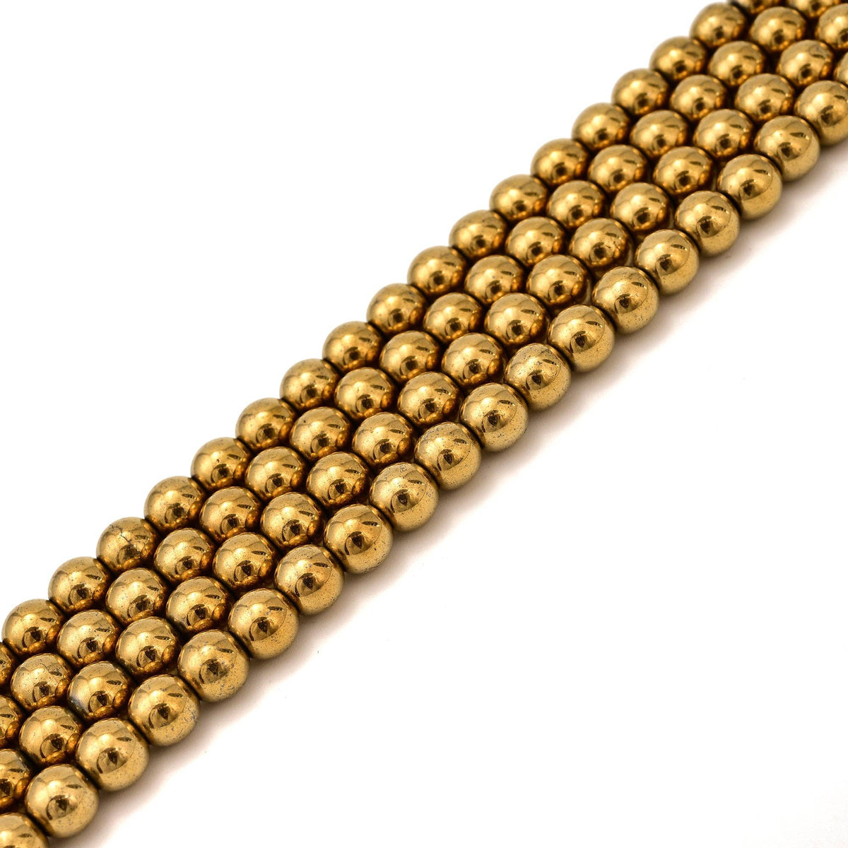 Gold Hematite Smooth Round Beads 15.5" Strand
