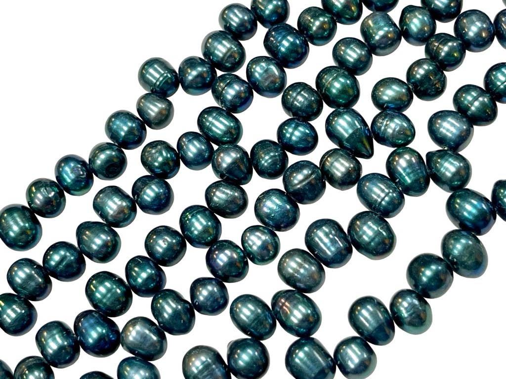 Peacock Teal Green Freshwater Pearl Gemstone Beads – 8mm