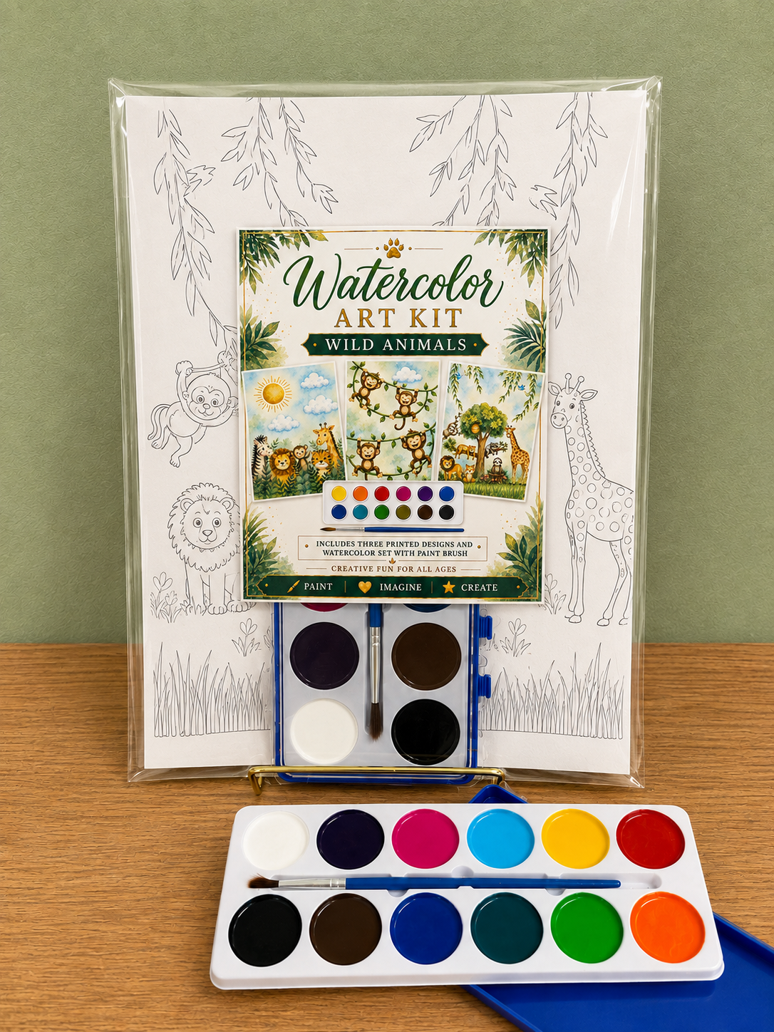 Watercolor Art Kit: Wild Animals Theme Designs
