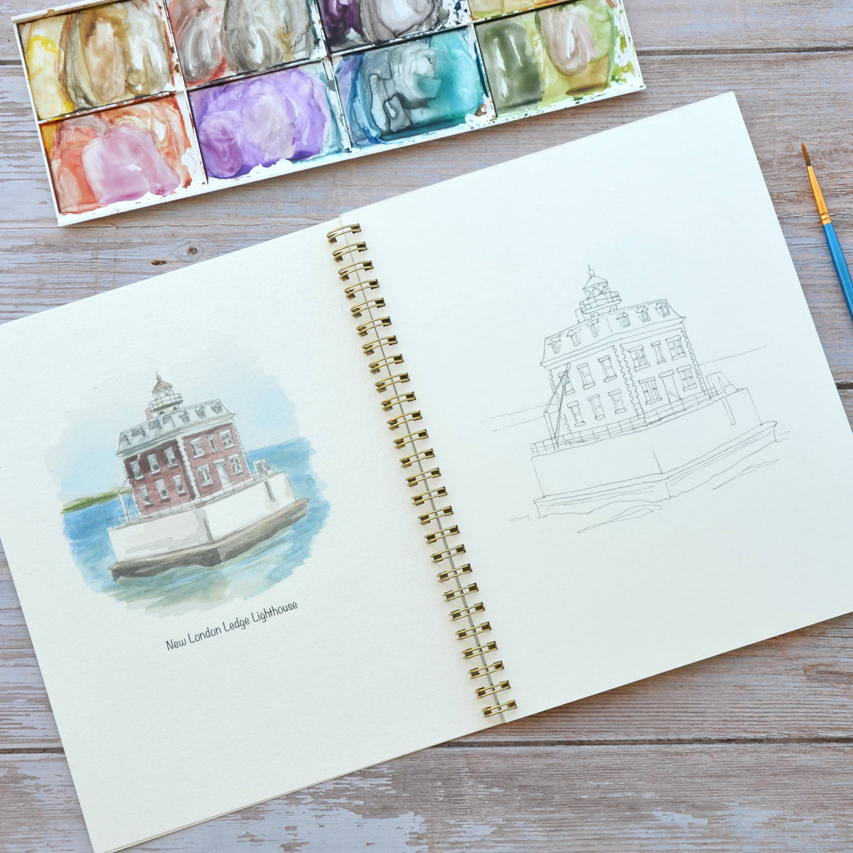 Watercolor workbook, Connecticut Themed Watercoloring book
