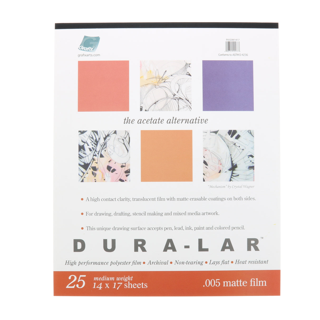 Grafix Dura-Lar Pad, 25 Sheets, .005mm, Matte, 14 in x 17 in