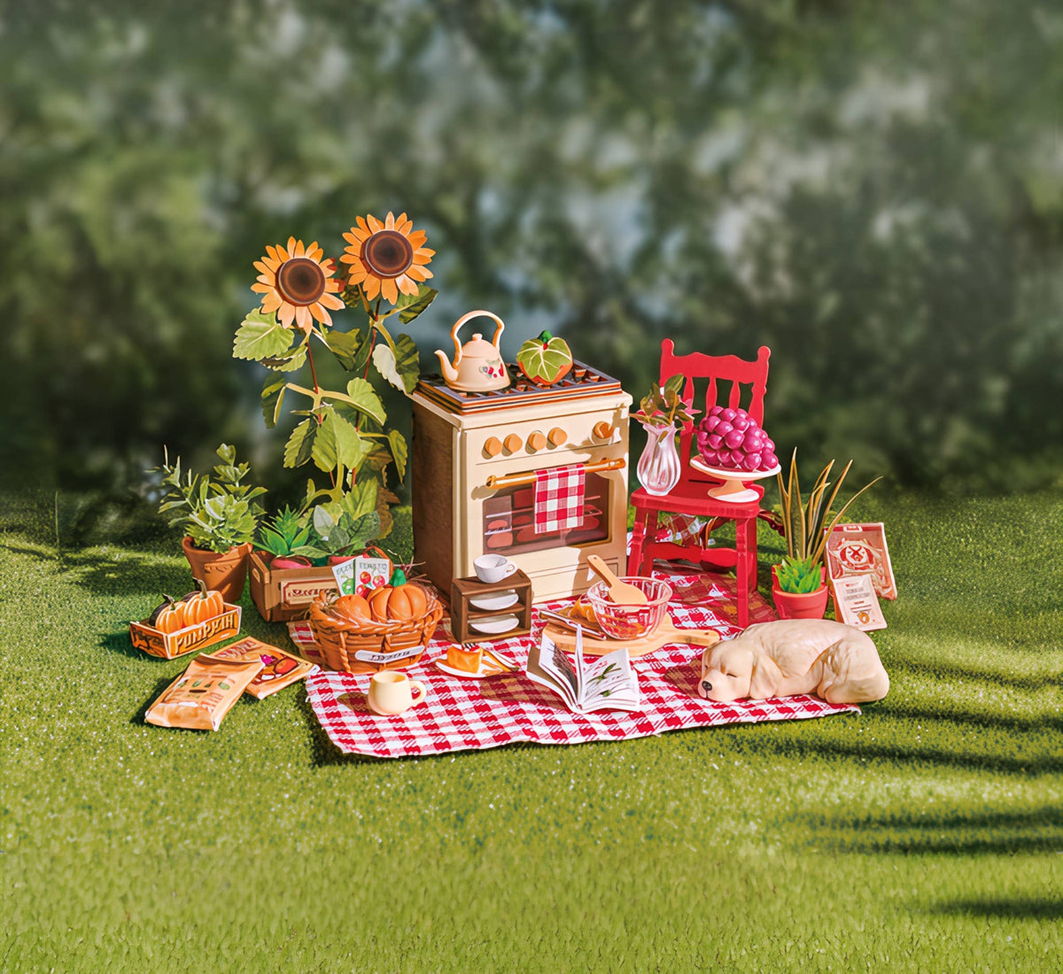 DIY Miniature House Kit: Sunlit Farmhouse Kitchen