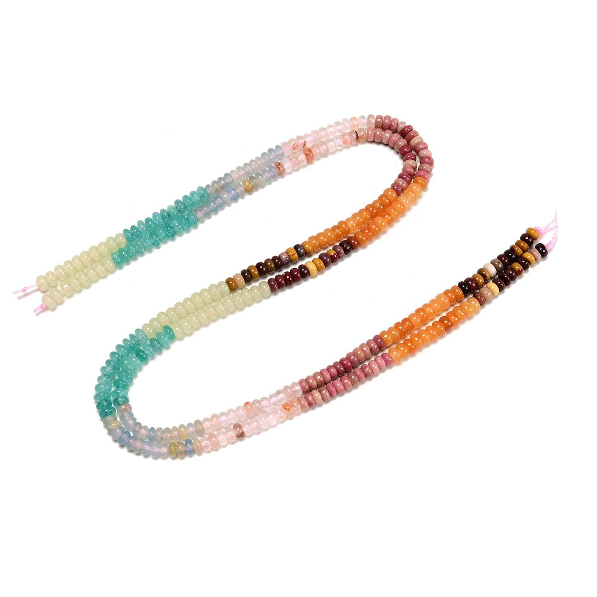 15 Multi-color Gemstone Smooth Rondelle Beads Size 2x4mm 15" Strand