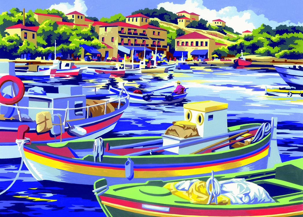 Royal Brush Adult Painting by Numbers Kit, Mediterranean Fishing Boats