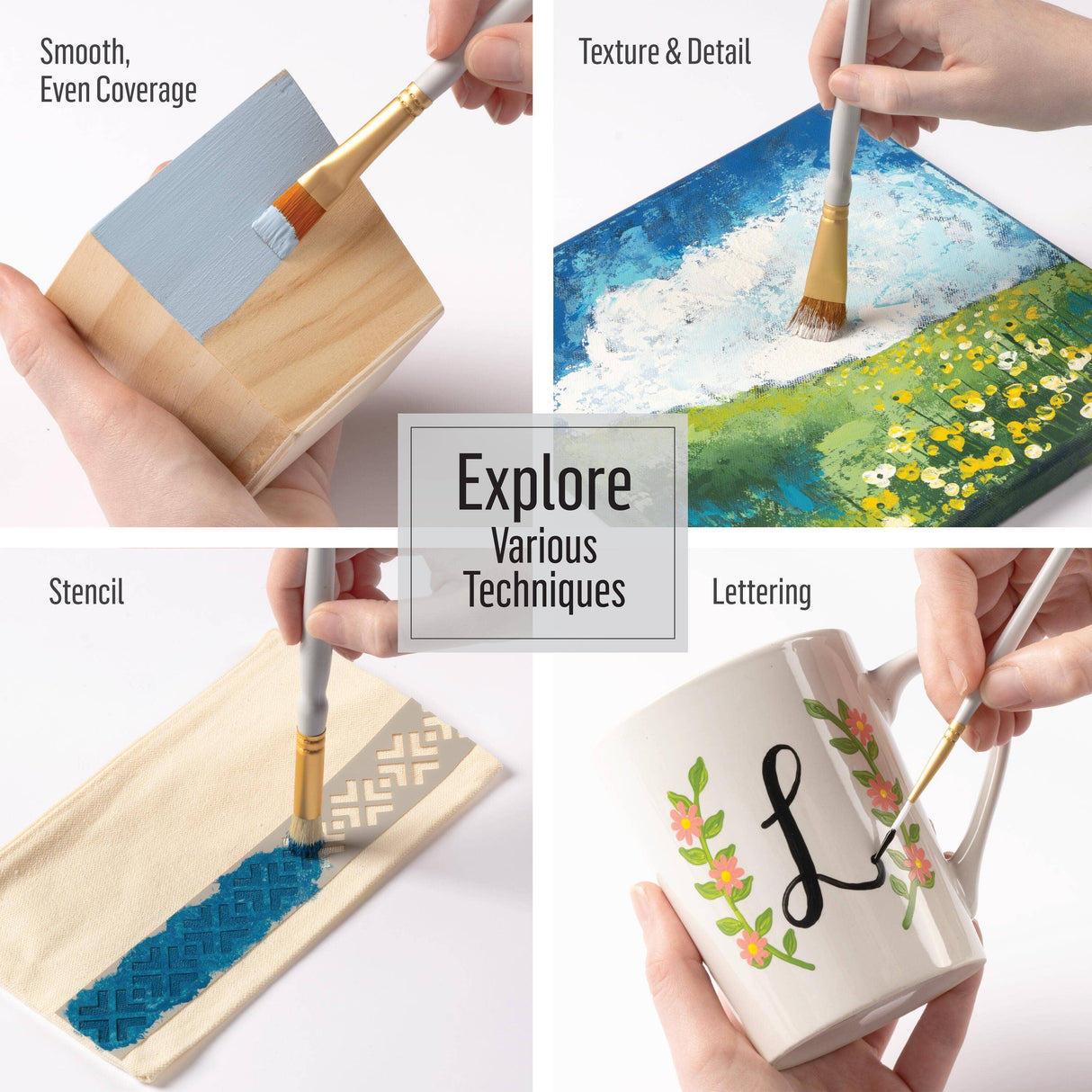 Folkart ® Glass and Fabric Brush Set, 10-Piece