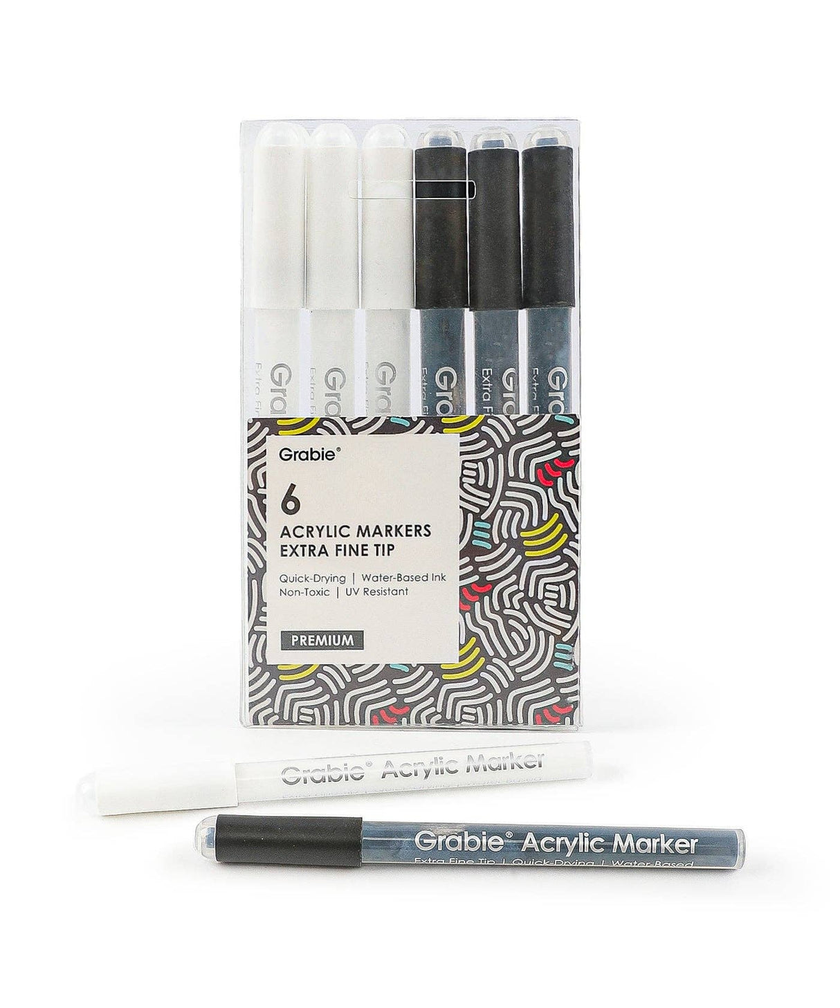 ***Black & White Extra Fine Tip Acrylic Paint Marker Set Of 6