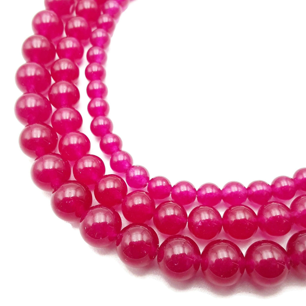 Fuchsia Pink Dyed Jade Smooth Round Beads 8mm 15.5" Strand