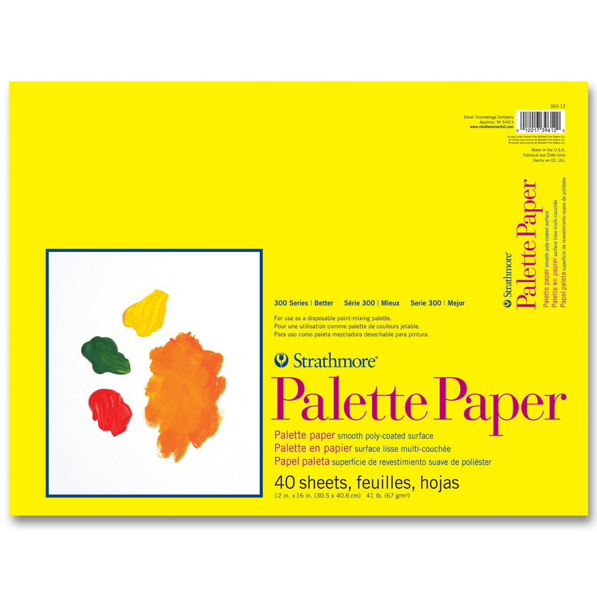 Strathmore 300 Series Palette Paper Pad, Tape Bound, 12x16 inches, 40 Sheets (41lb/67g)