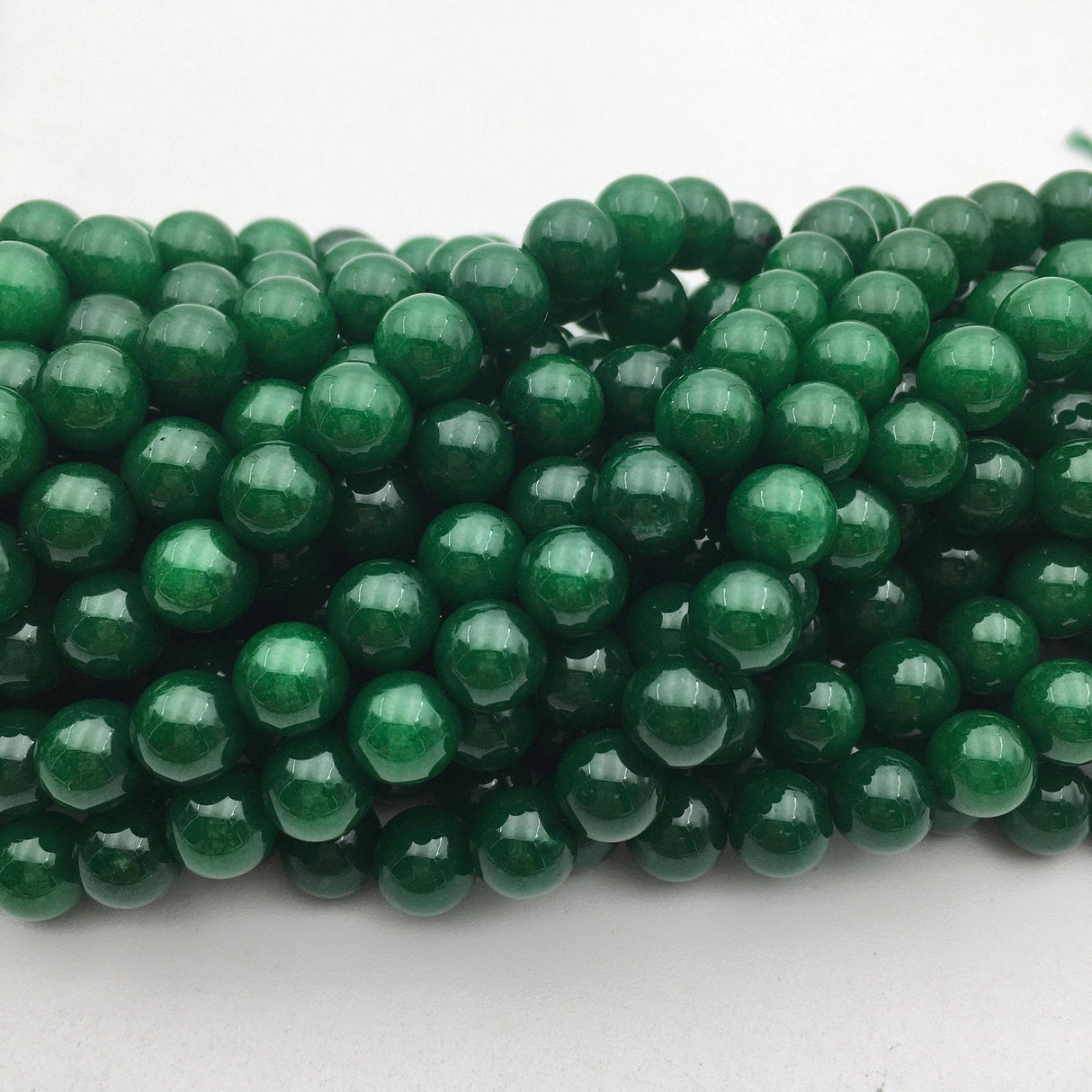 Solid Green Dyed Jade Smooth Round Beads 8mm 15.5" Strand