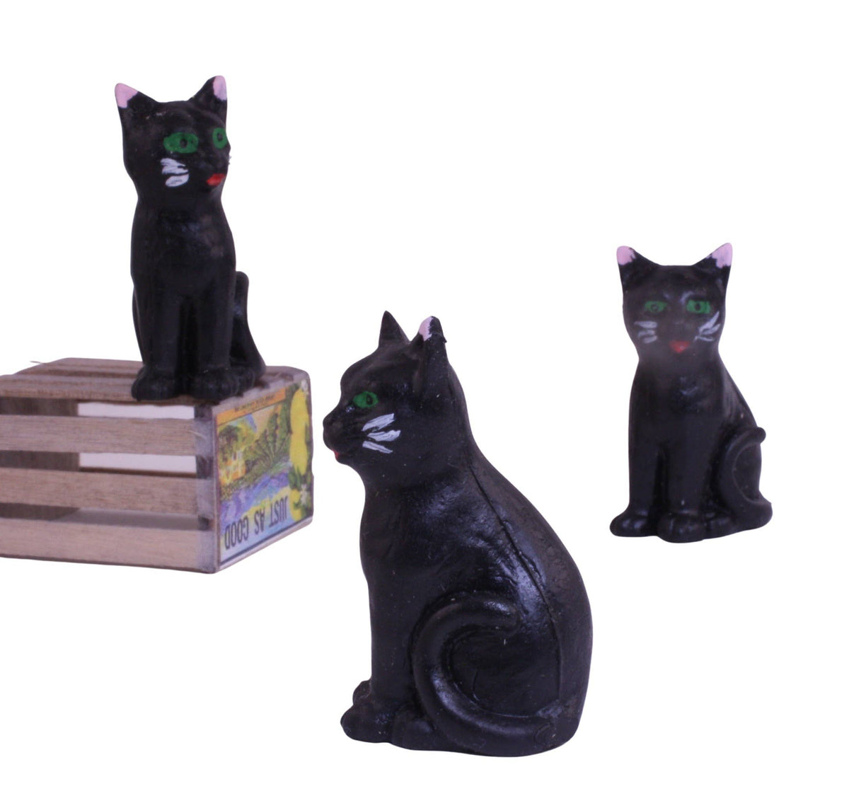 Cat - Black Sitting Cat - 1.5" - German - Set of 1 - 204-880