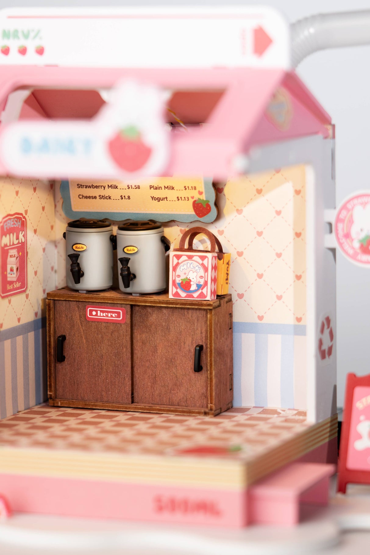 DIY Miniature House Kit: Strawberry Milk Box