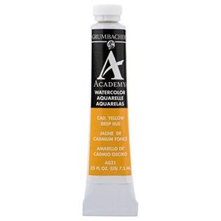 Grumbacher Academy Watercolor, 7.5ml Tube, Cadmium Yellow Deep
