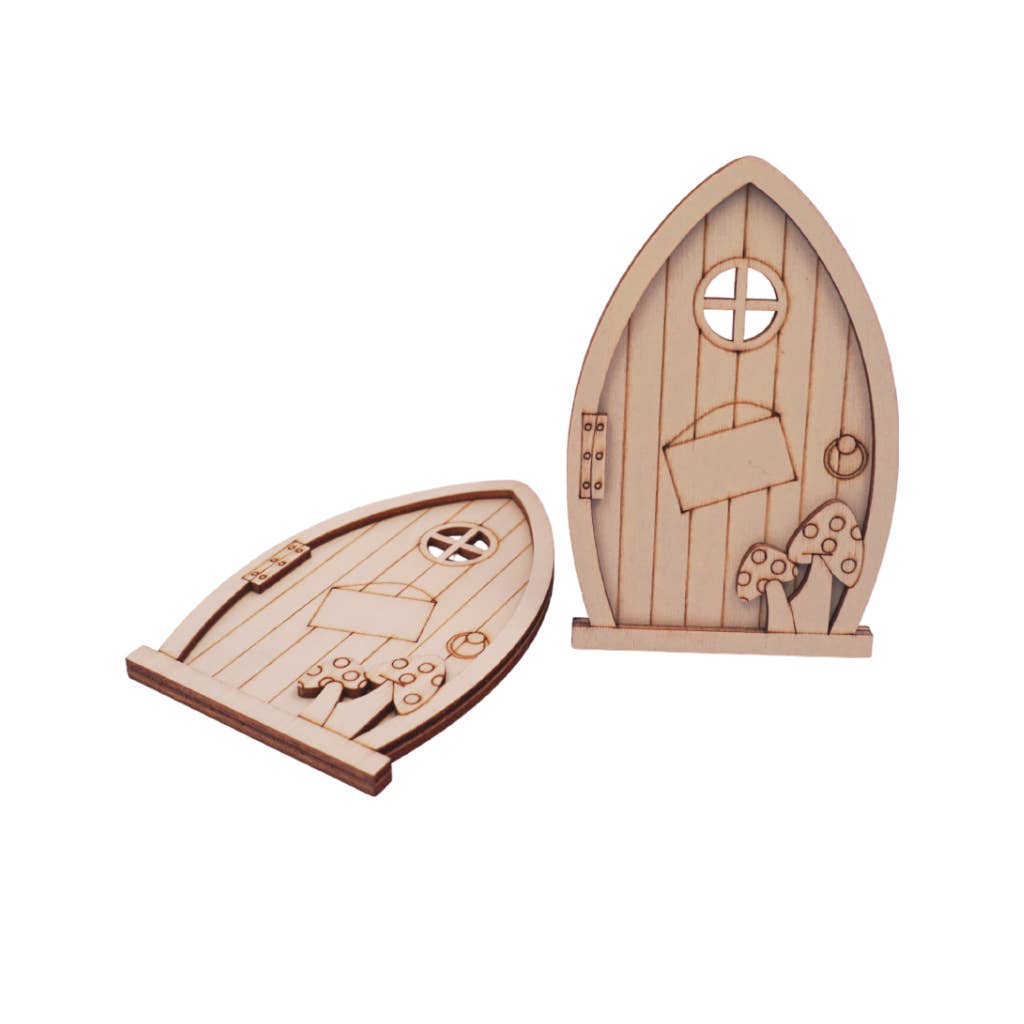 Mini Fairy Doors, Unfinished Wood, Assorted Styles, 2ct