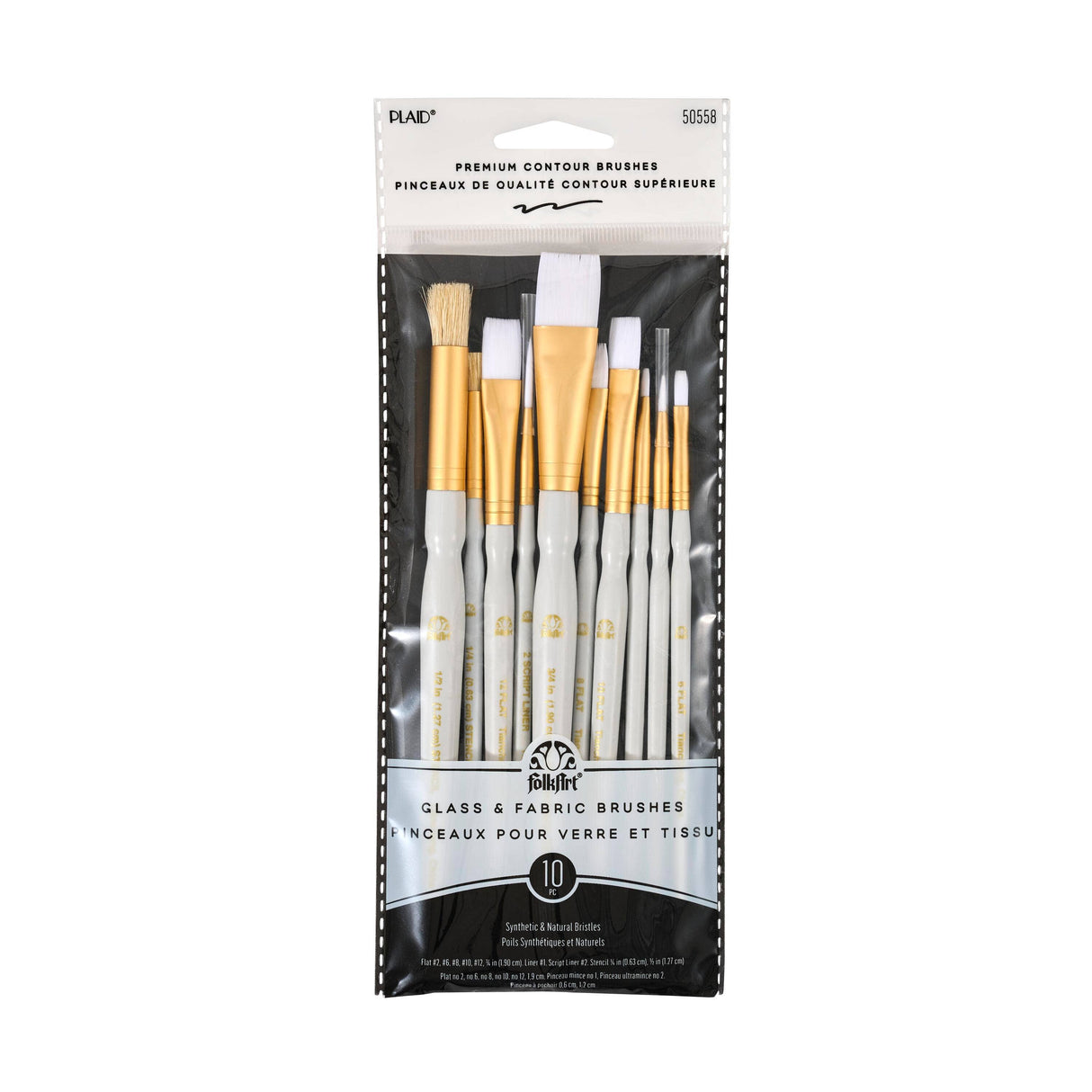 Folkart ® Glass and Fabric Brush Set, 10-Piece