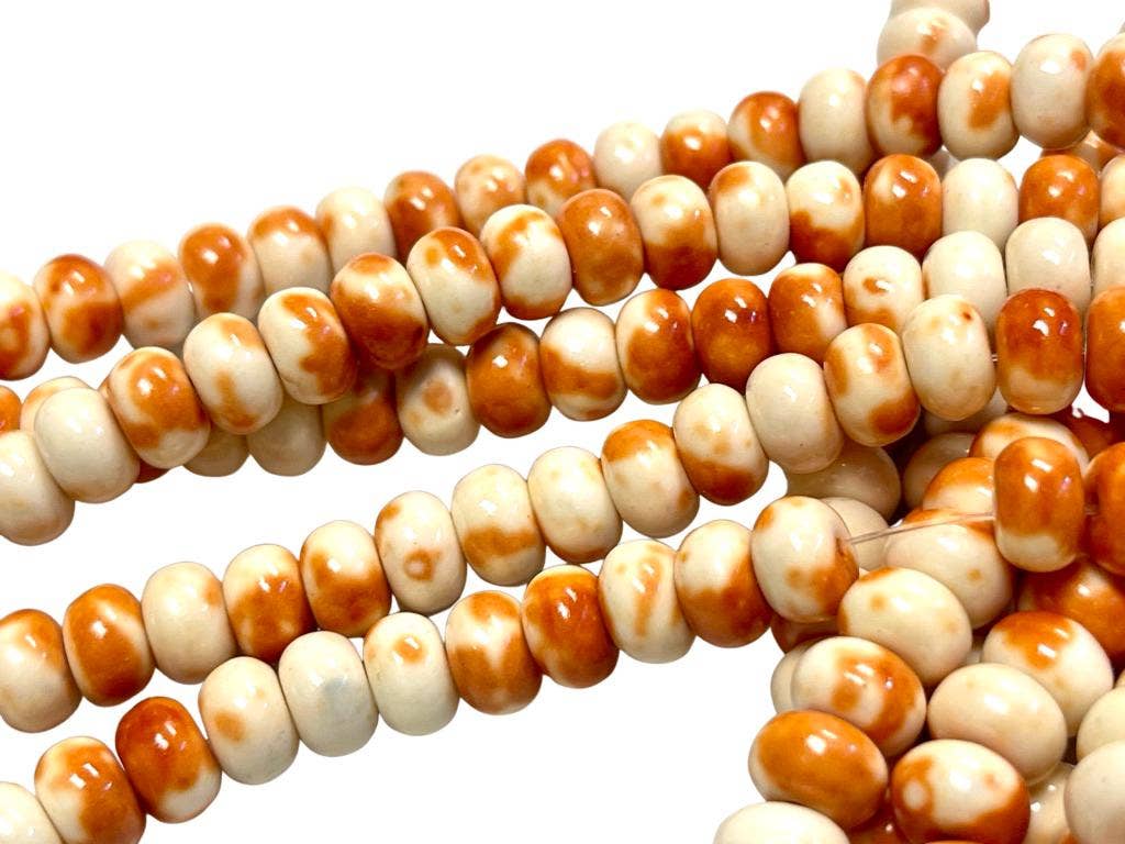 Orange and White Rain Flower stone beads Strands 6mm