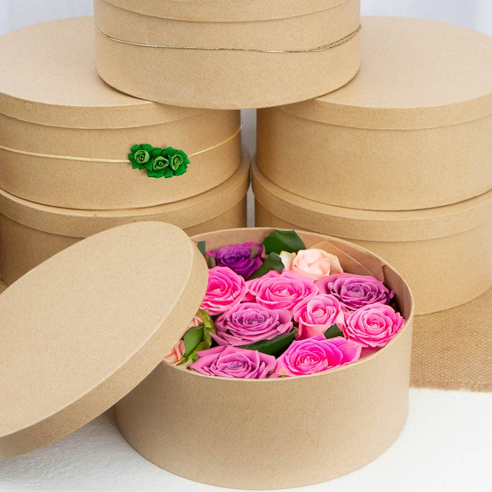Premade Round Paper Mache Boxes - 7" Dia x 3" H