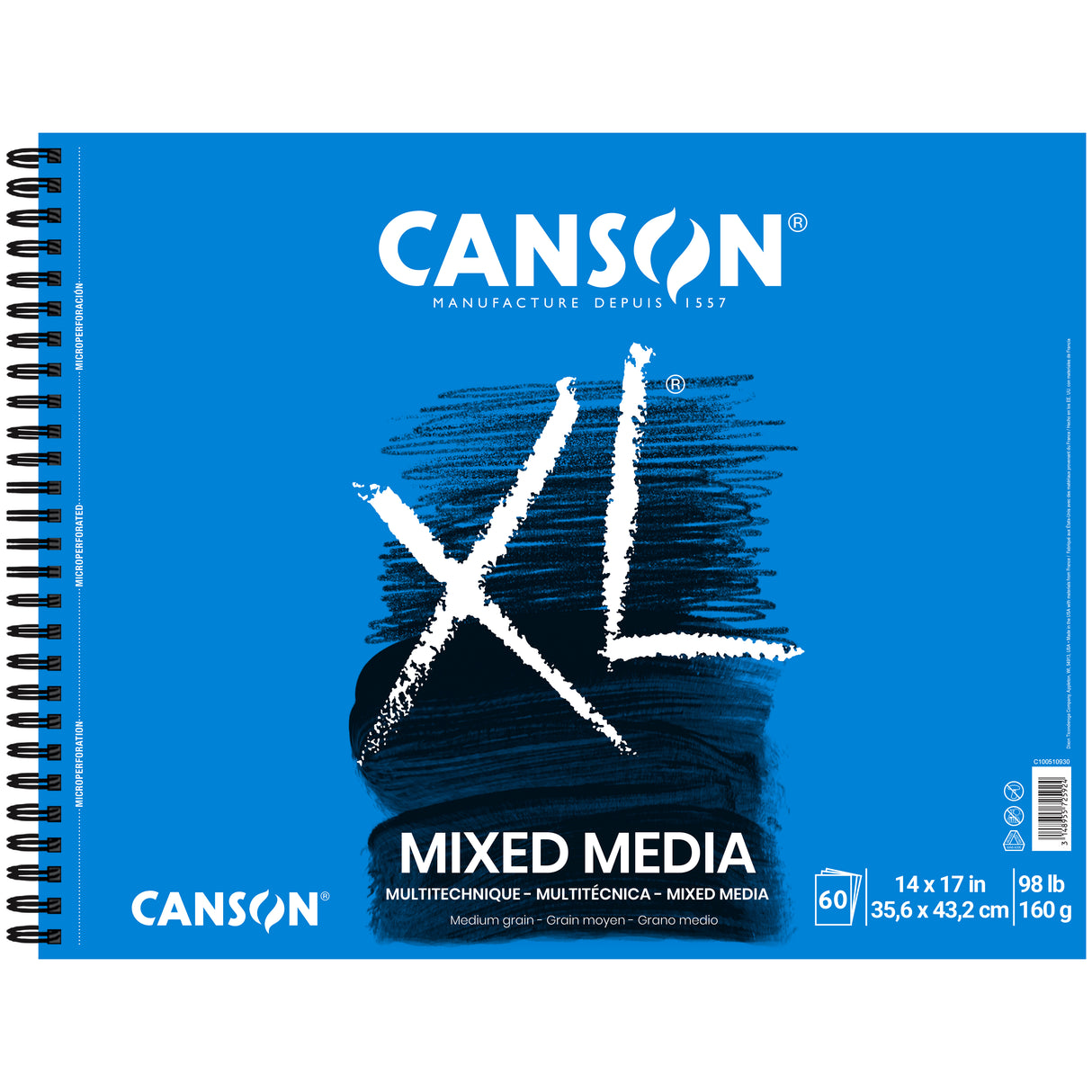 Canson XL Series Mixed Media Pad, Side Wire, 14x17 inches, 60 Sheets
