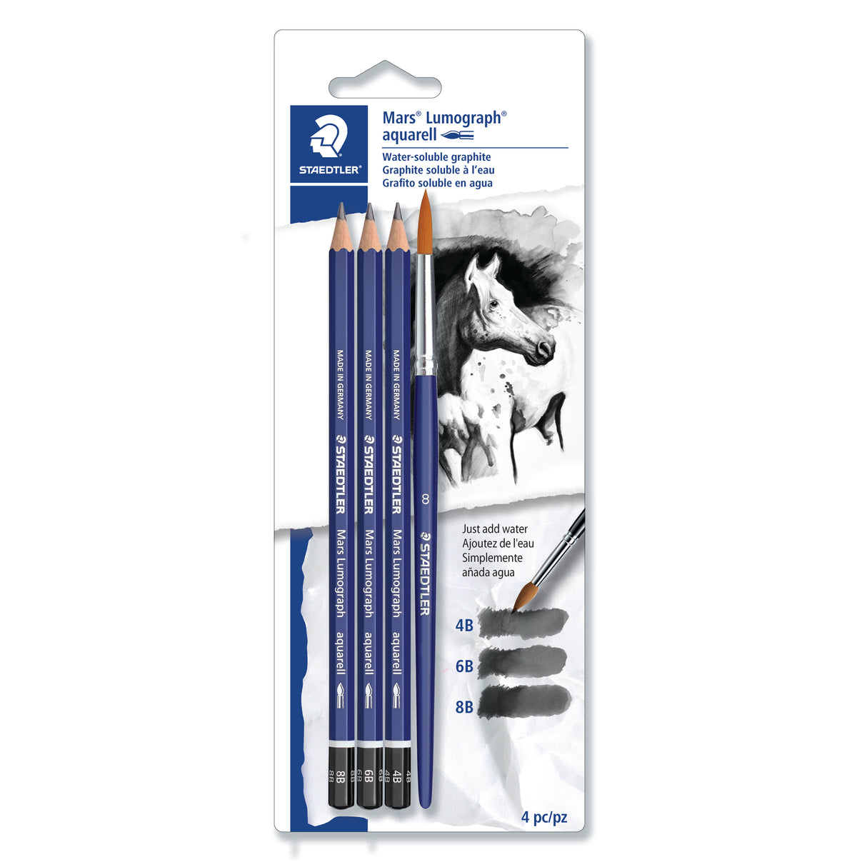 Staedtler Mars Lumograph Aquarell Pencil Set, 4-Pieces